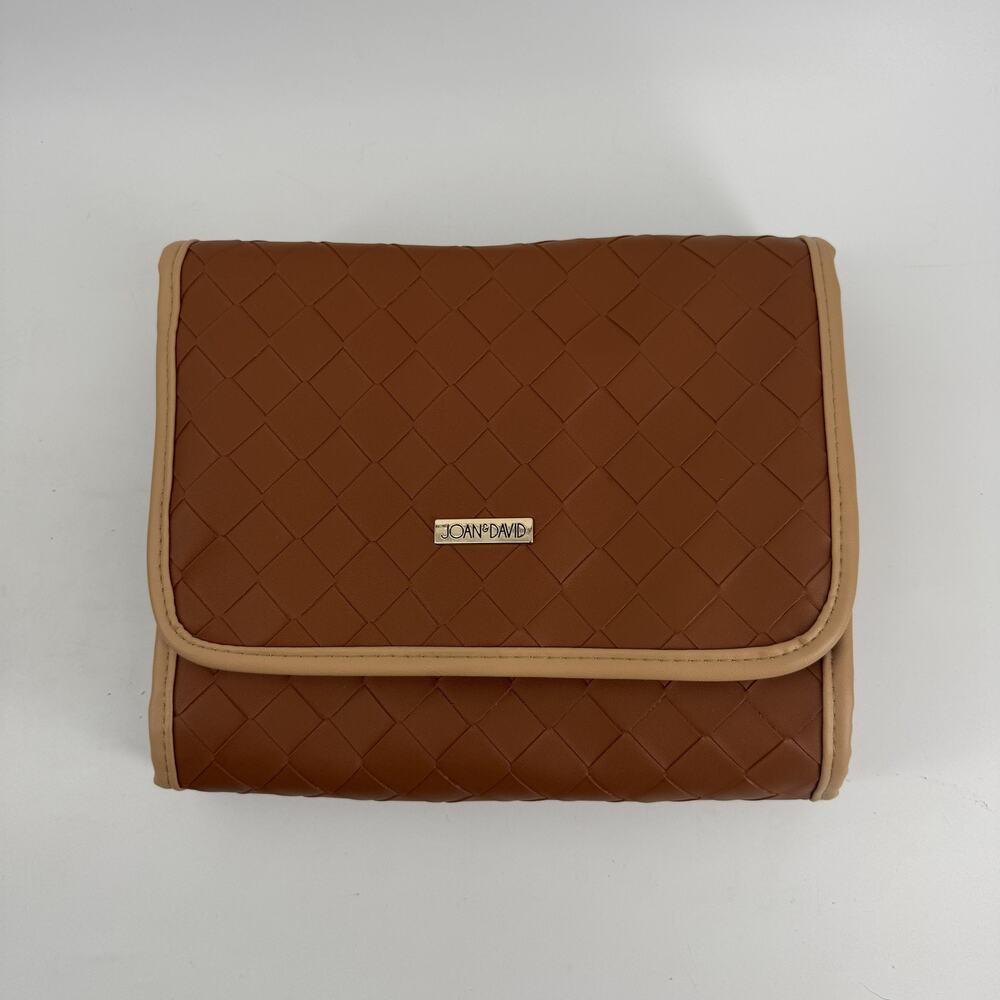 Vintage 90s Joan & David Brown Hanging Toiletry Bag Travel Organizer Old Money
